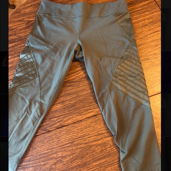 Joy Lab Army/Olive Green/Khaki Moto Leggings - Picture 4 of 7